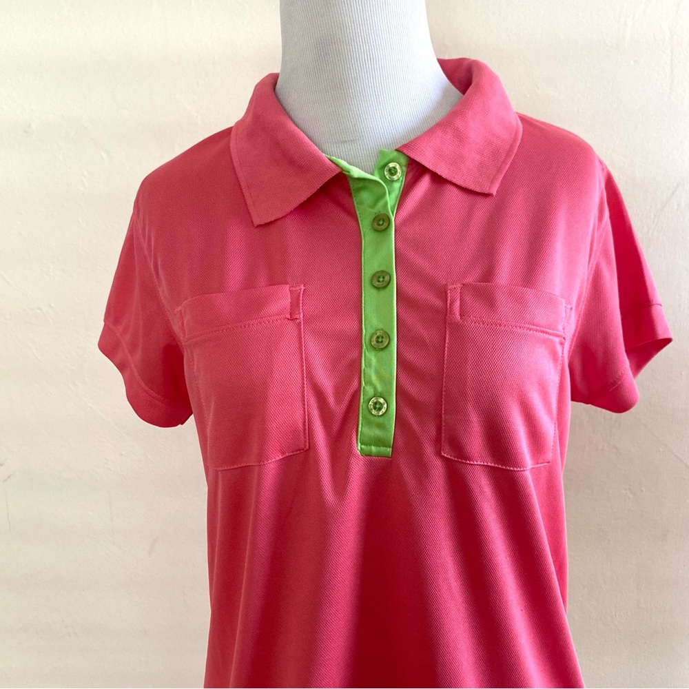 BEVERLY HILLS POLO CLUB TOP VINTAGE GOLF MEDIUM PINK GREEN PREPPY TENNIS